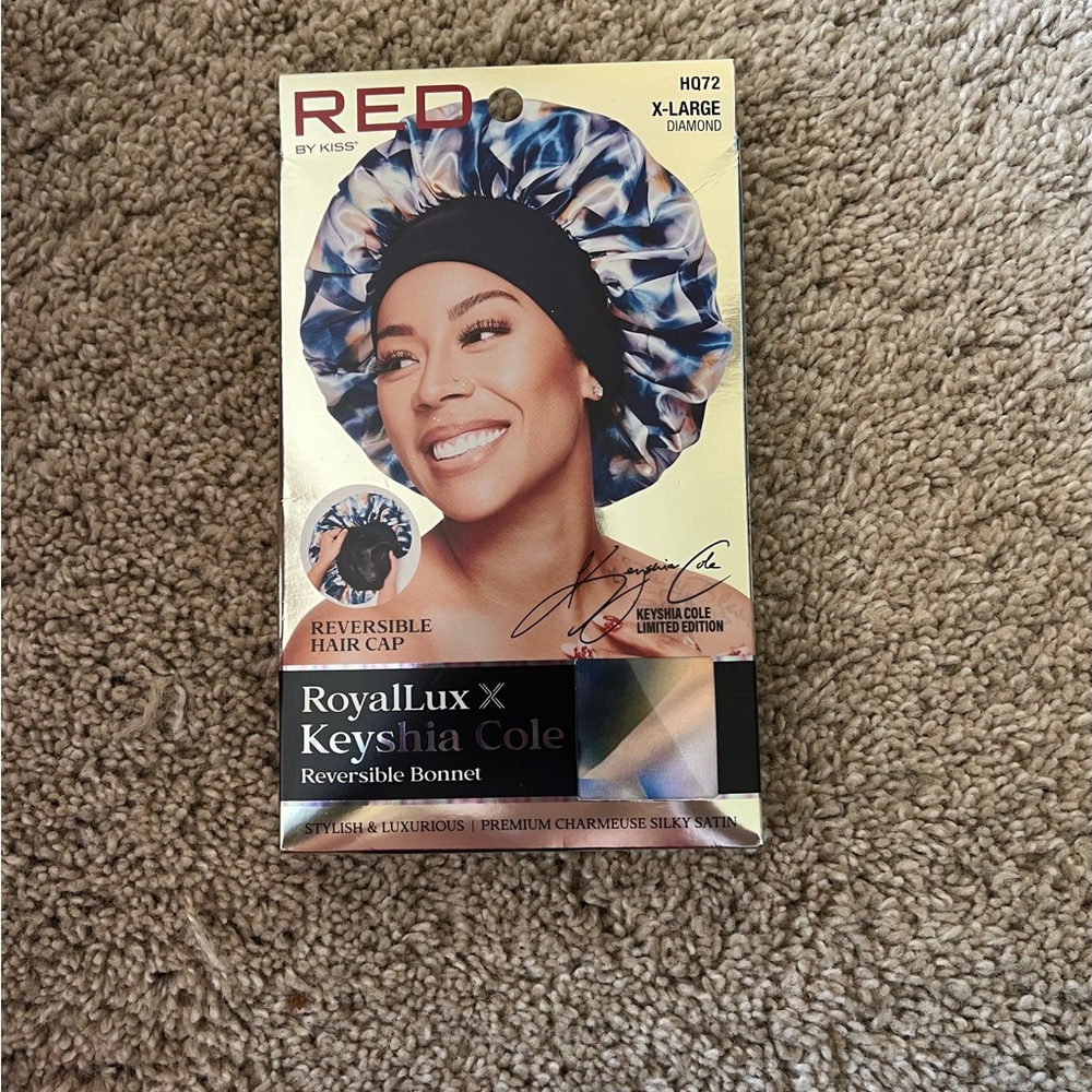 Red by Kiss X Keyshia Cole Silky Bonnet Sleep Cap, Frizz Free Bonnet, X-Large
